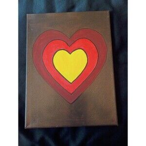 Handpainted Handmade Layered Heart Original Acrylic Painting On Canvas 9x12"